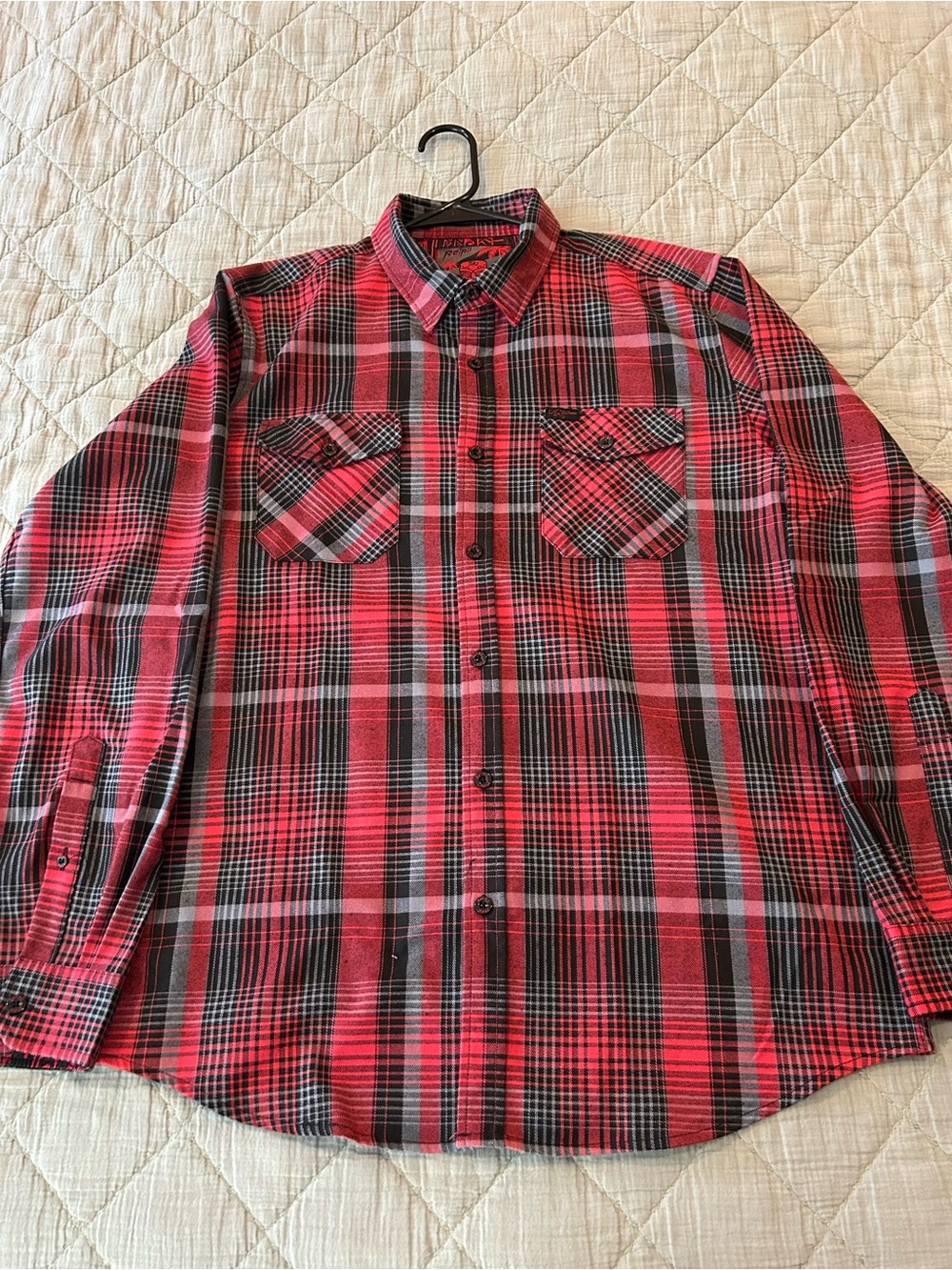 Men's Retro Rifle the Tiki Red Plaid Long-Sleeve Button-Down Shirt